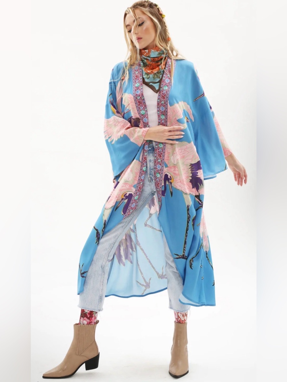 Aratta Story of the Crane Kimono OS NWT
